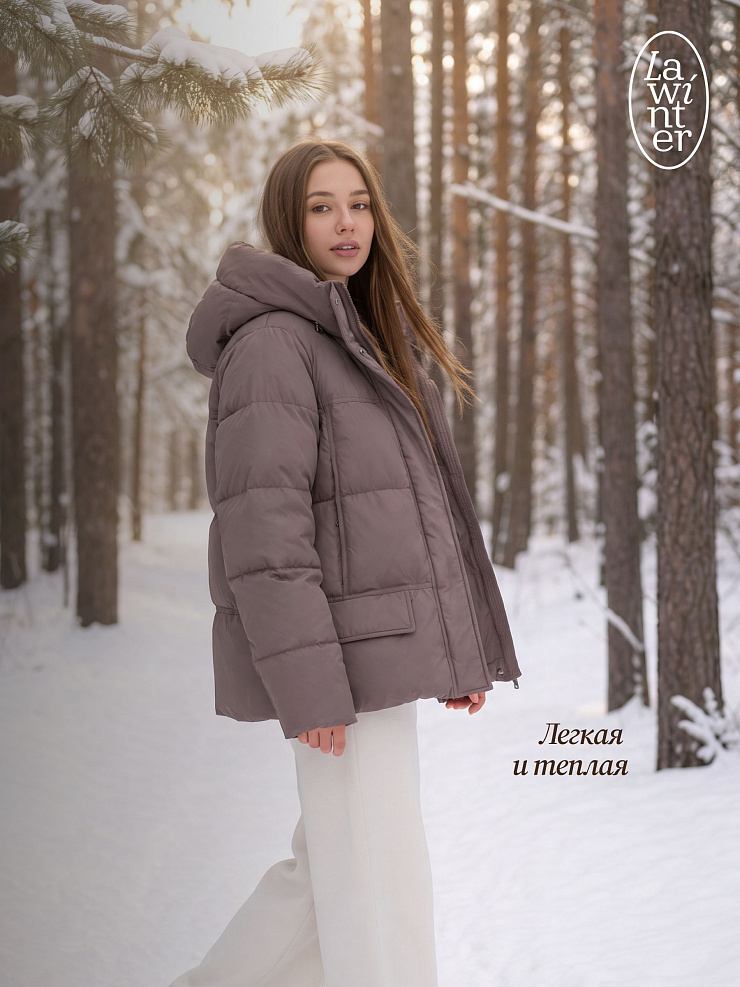 Куртка женская зимняя LAWINTER, коричневая, модель 85221