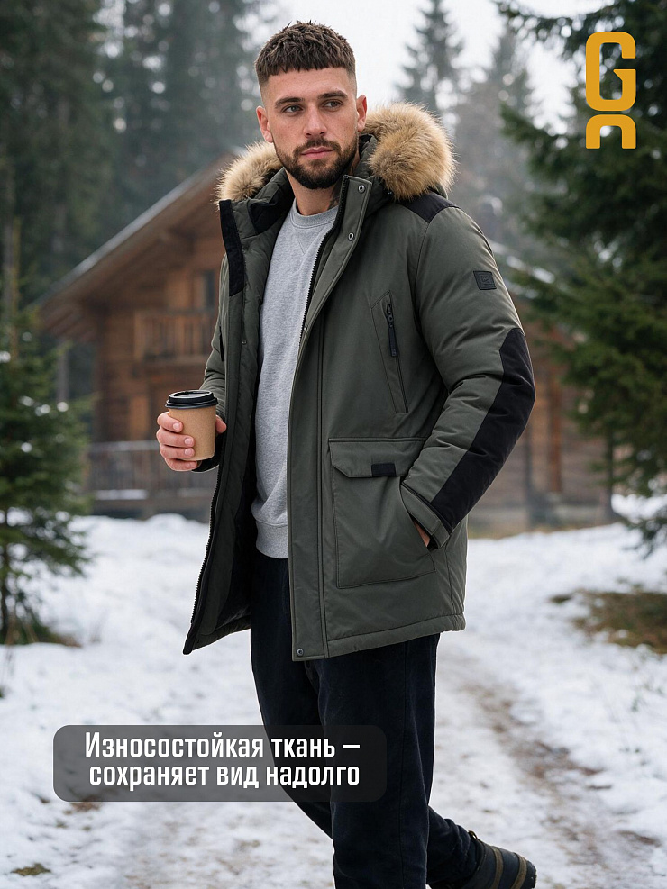 Парка мужская зимняя GRIZMAN, олива, модель 76894