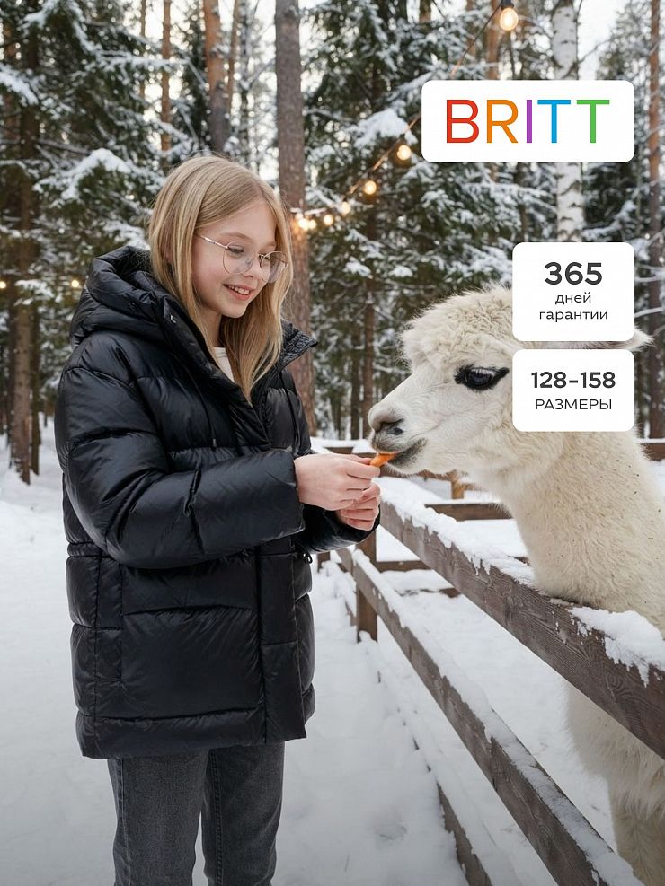 Куртка для девочки зимняя BRITT, черная, модель 66858