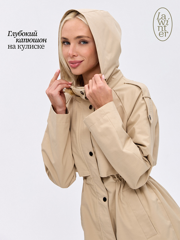 Плащ женский осенний LAWINTER, песок, модель 83967