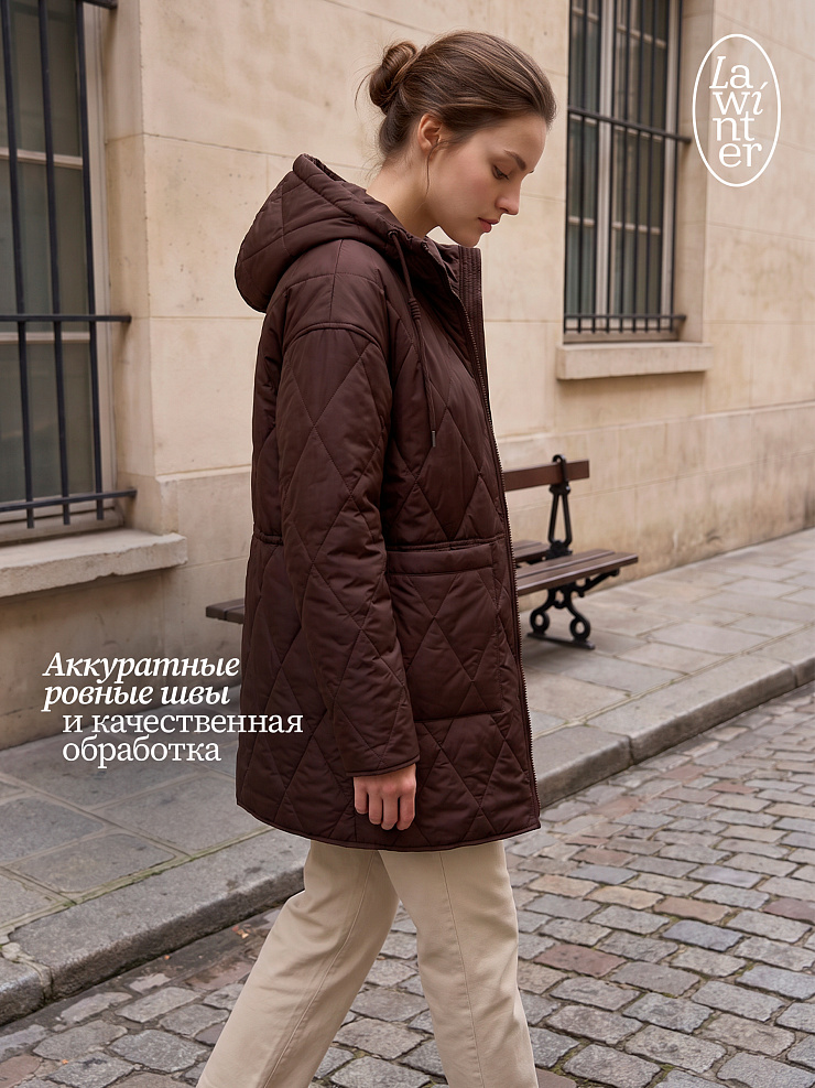 Куртка женская демисезонная LAWINTER, коричневая, модель 85388