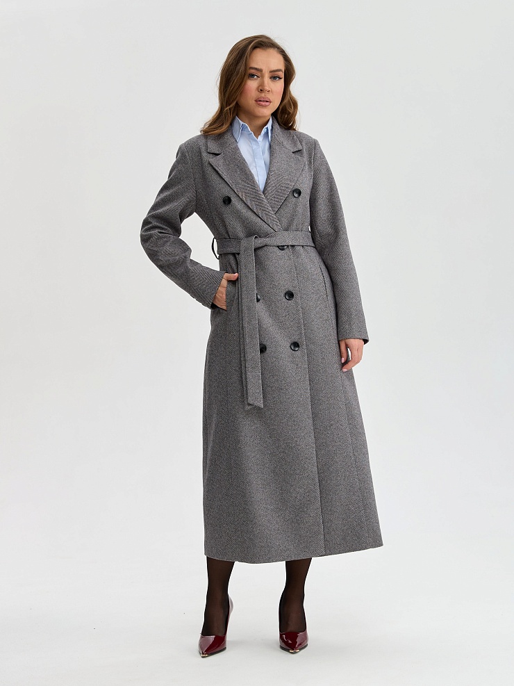 Пальто женское осеннее LAWINTER, темно-серое, модель 8596