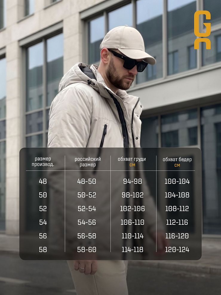 Куртка мужская демисезонная GRIZMAN, серо-бежевая, модель 74786
