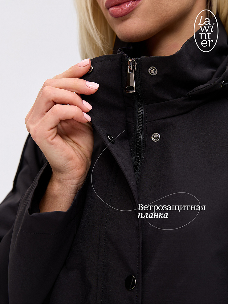 Плащ женский осенний LAWINTER, черный, модель 83967
