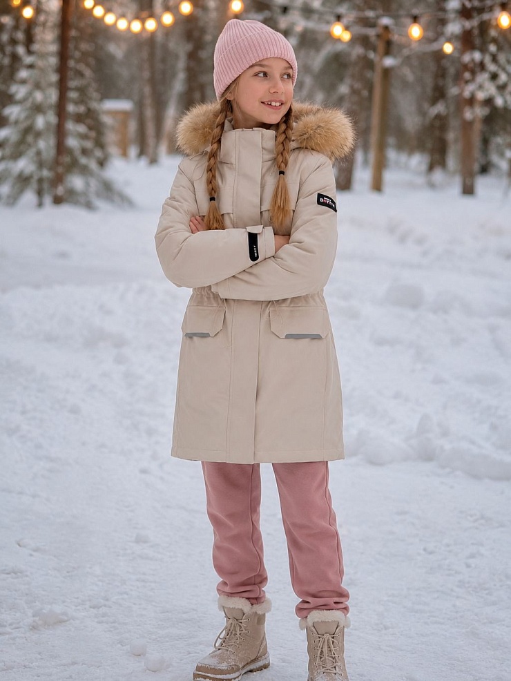 Куртка для девочки зимняя BRITT, светло-серая, модель 65618
