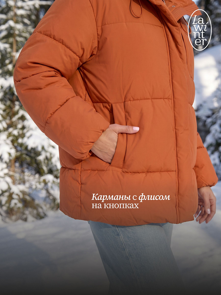 Куртка женская зимняя LAWINTER, оранжевая, модель 84687