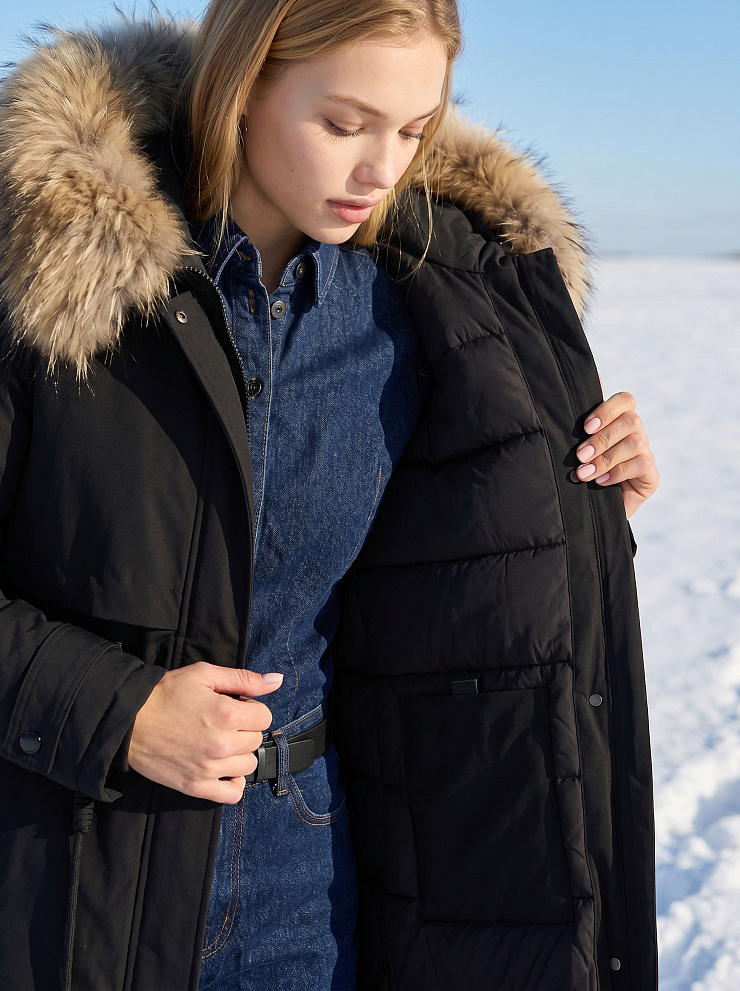 Парка женская зимняя LAWINTER, черная, модель 83726