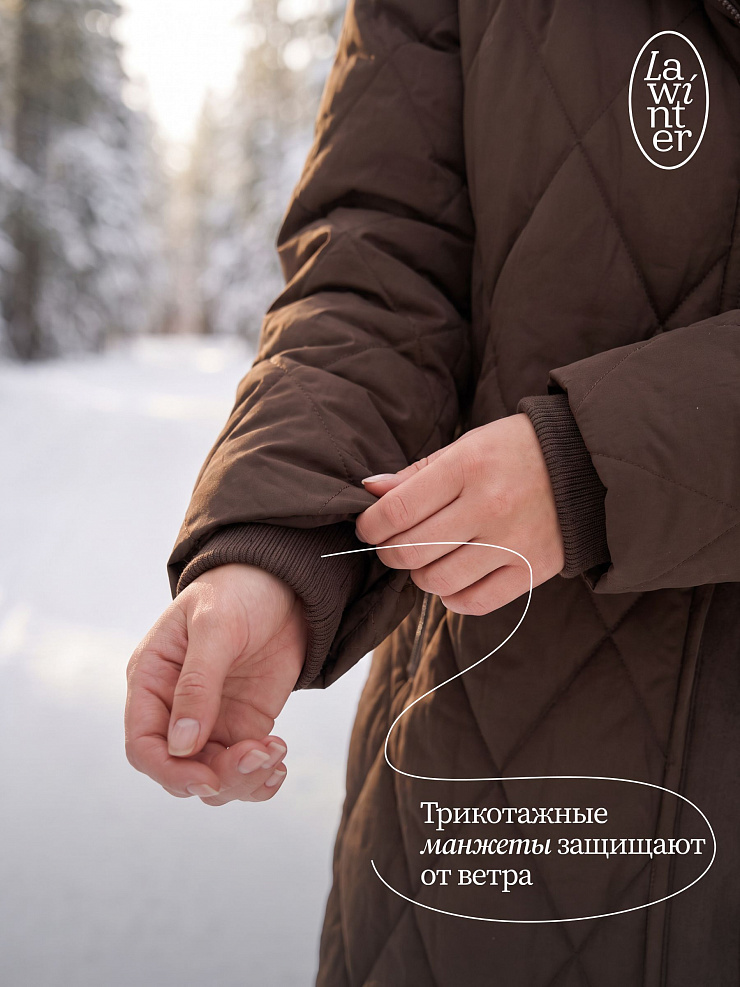 Куртка женская зимняя LAWINTER, коричневая, модель 84131