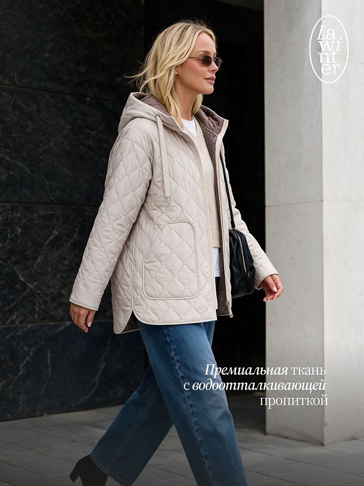 Куртка женская демисезонная LAWINTER, бежевая, модель 83594