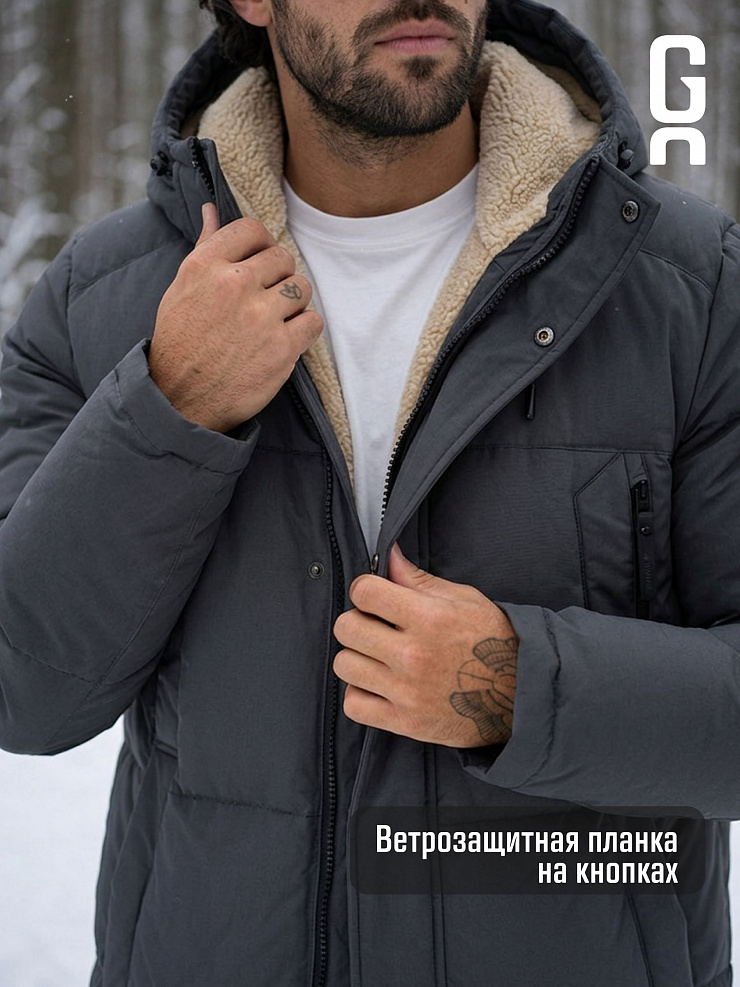 Пуховик мужской зимний GRIZMAN, темно-серый, модель 75192