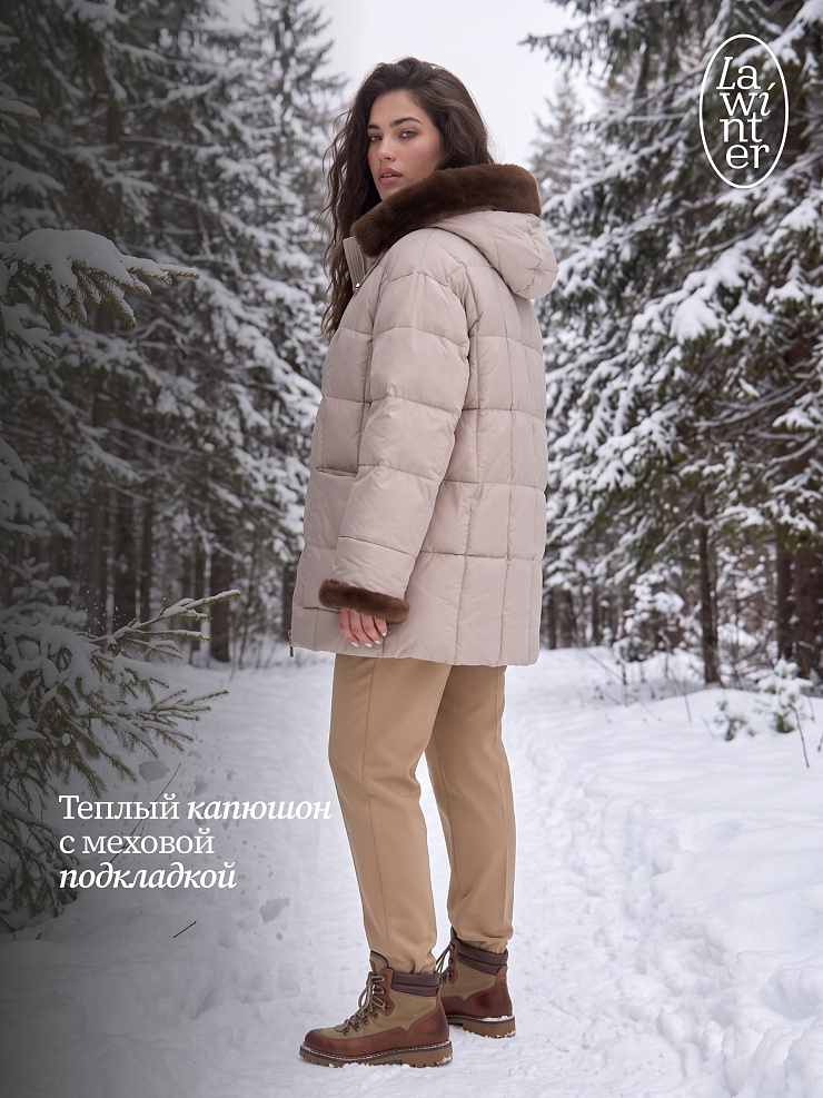 Куртка женская зимняя LAWINTER, светло-серая, модель 85136