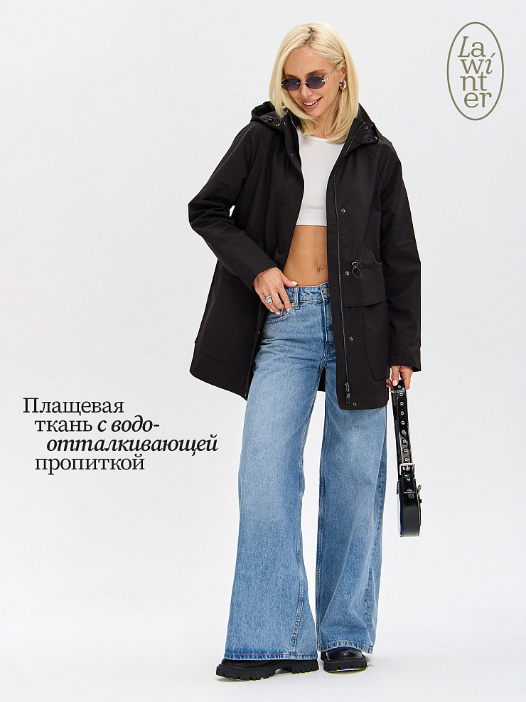 Куртка женская осенняя LAWINTER, черная, модель 83310