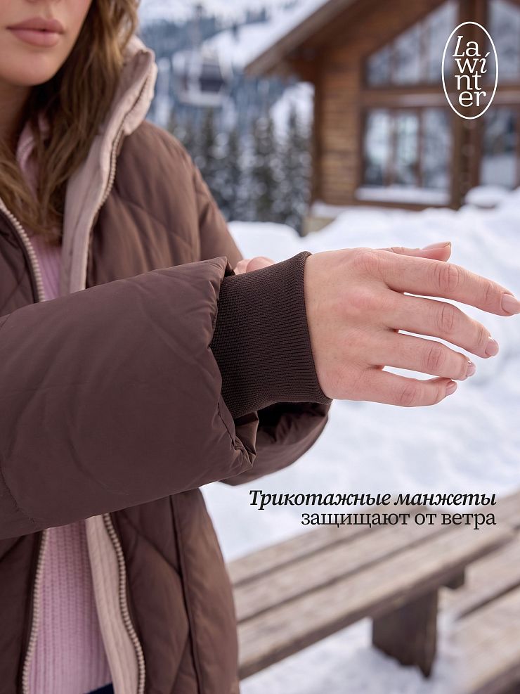 Куртка женская зимняя LAWINTER, коричневая, модель 86313