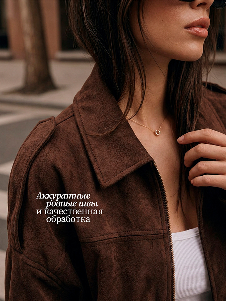Куртка женская осенняя LAWINTER, коричневая, модель 25594