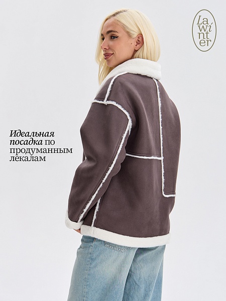 Дубленка женская зимняя LAWINTER, графит, модель 34571