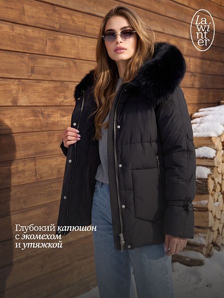 Куртка женская зимняя LAWINTER, черная, модель 8677