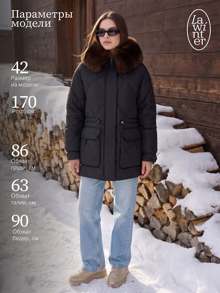 Куртка женская зимняя LAWINTER, черная, модель 86971