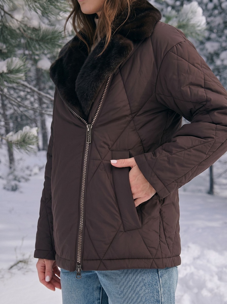 Куртка женская зимняя LAWINTER, коричневая, модель 86759