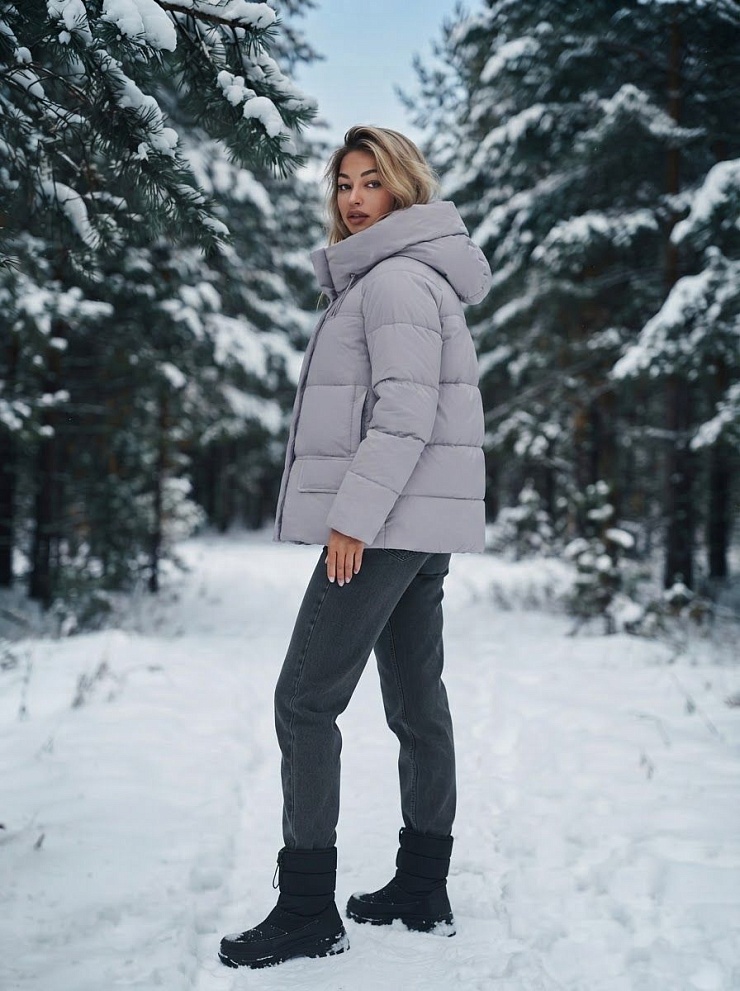 Куртка женская зимняя LAWINTER, серо-голубая, модель 85221