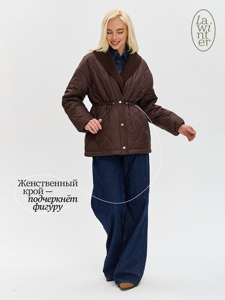 Куртка женская демисезонная LAWINTER, коричневая, модель 84738