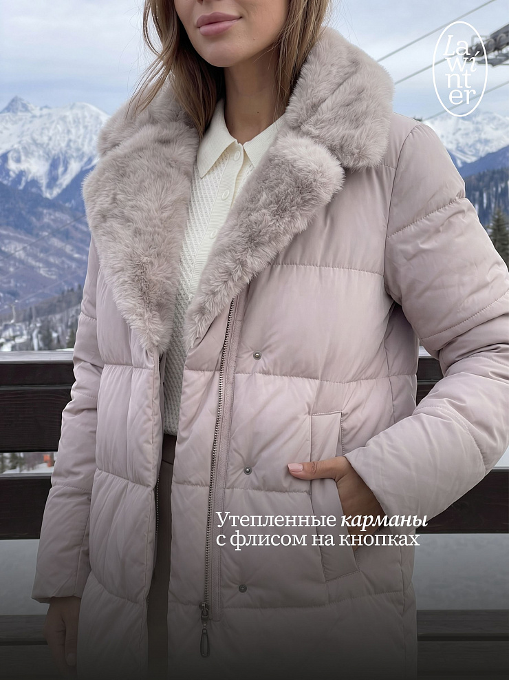 Куртка женская зимняя LAWINTER, светло-серая, модель 84739