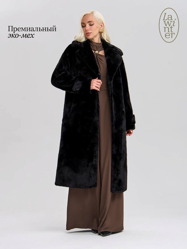 Шуба женская зимняя LAWINTER, черная, модель 53576