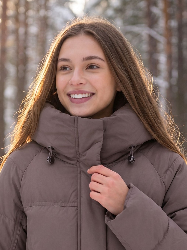 Куртка женская зимняя LAWINTER, коричневая, модель 85221