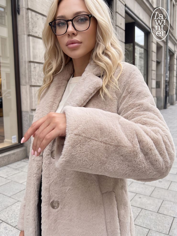 Пальто женское осеннее LAWINTER, бежевое, модель 85392