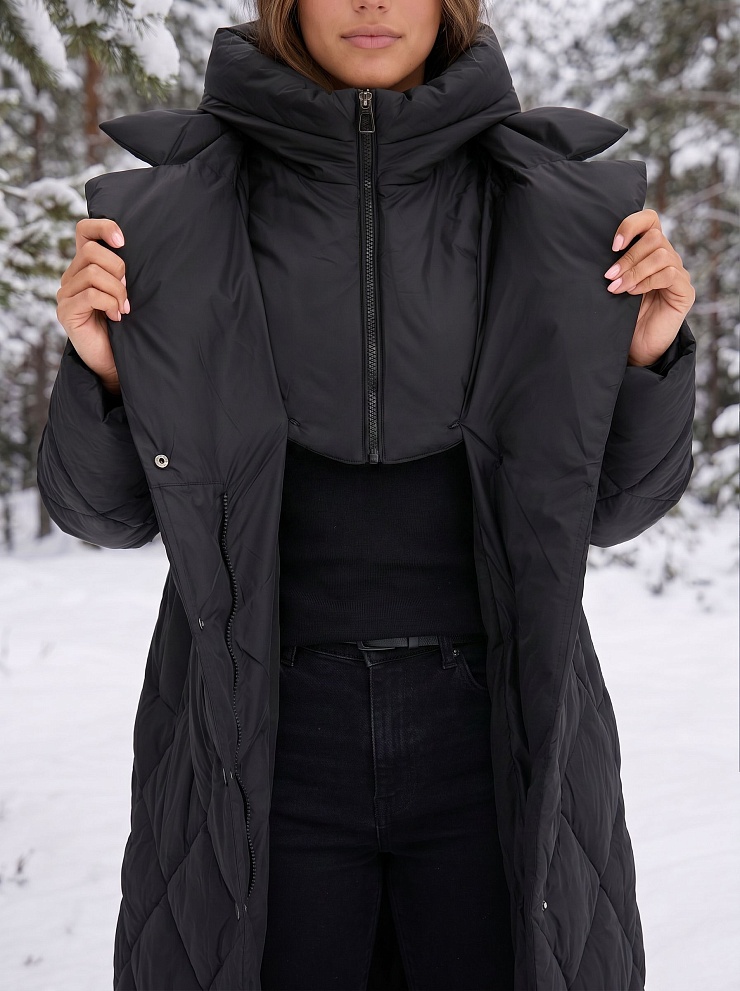 Пуховик женский зимний LAWINTER, черный, модель 85385