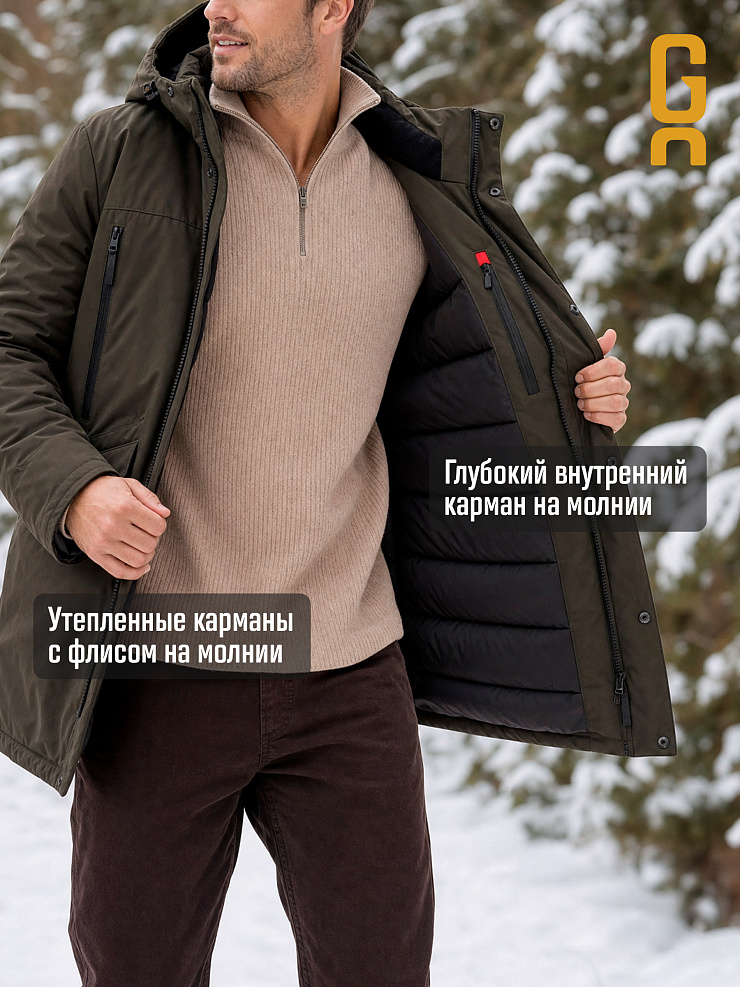 Парка мужская зимняя GRIZMAN, хаки, модель 7384