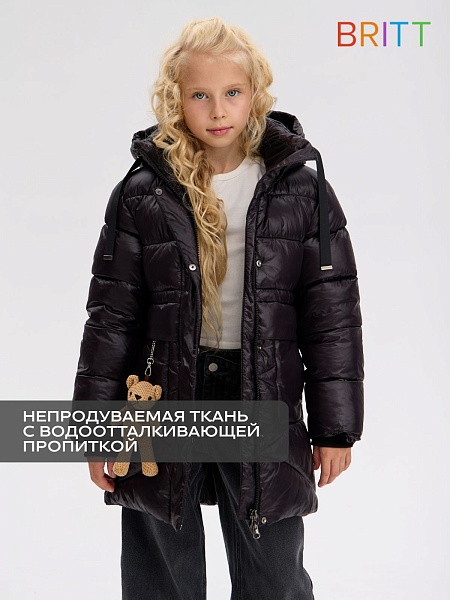 Куртка для девочки зимняя BRITT, черная, модель 65918