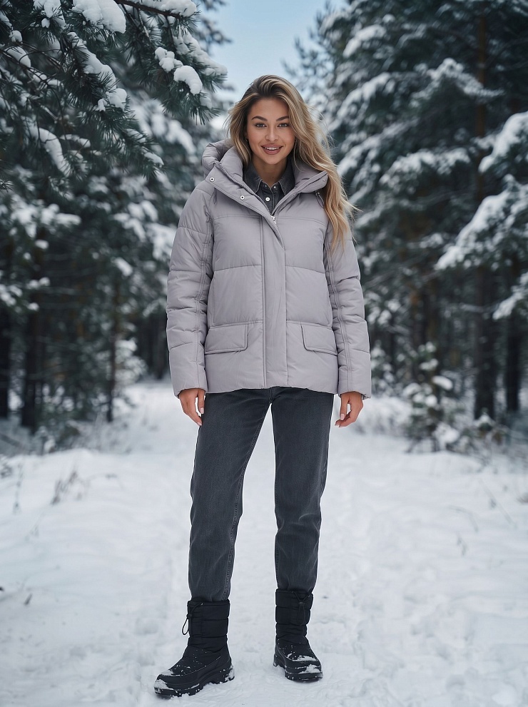 Куртка женская зимняя LAWINTER, серо-голубая, модель 85221