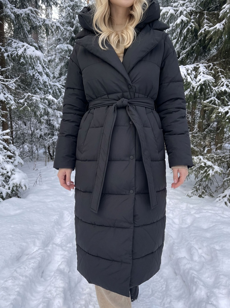 Пуховик женский зимний LAWINTER, черный, модель 83451