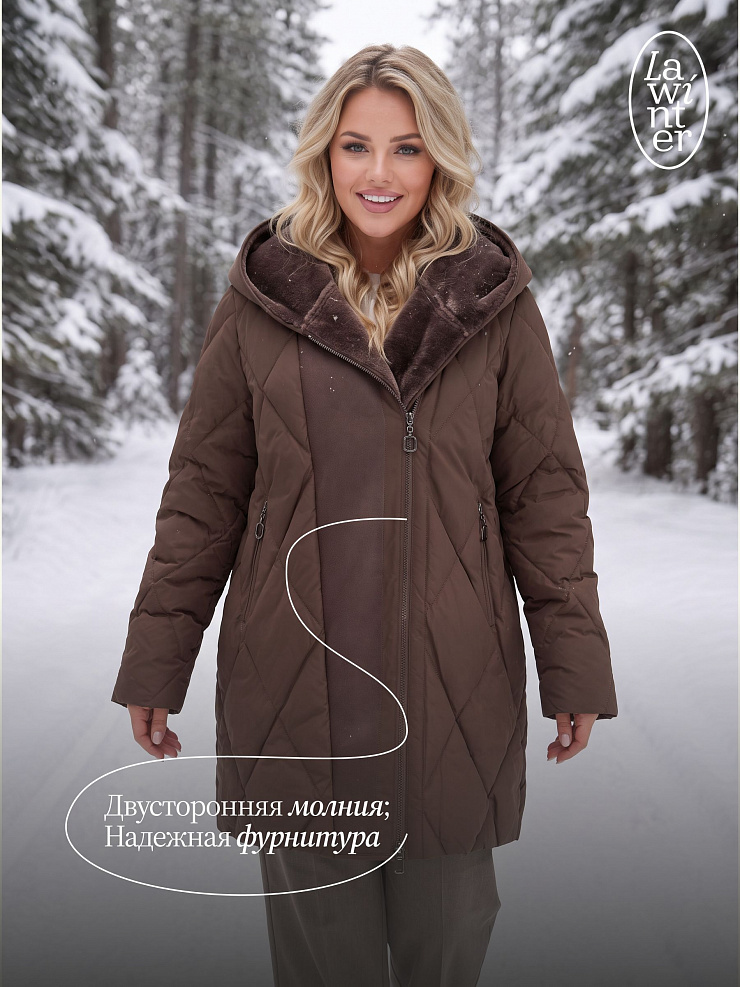 Куртка женская зимняя LAWINTER, коричневая, модель 84131