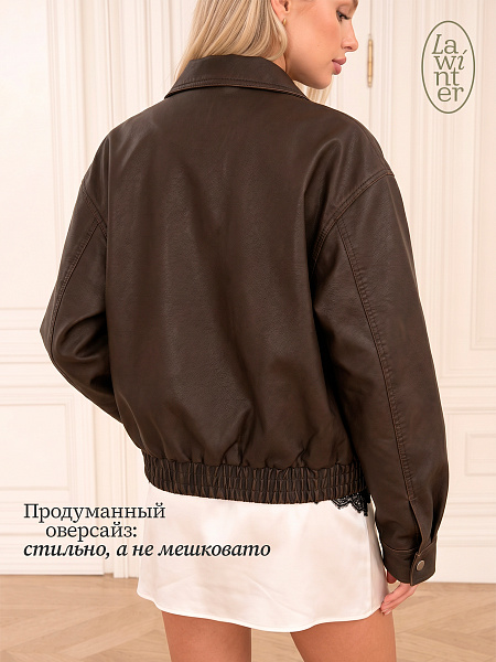 Куртка женская осенняя LAWINTER, коричневая, модель 25518