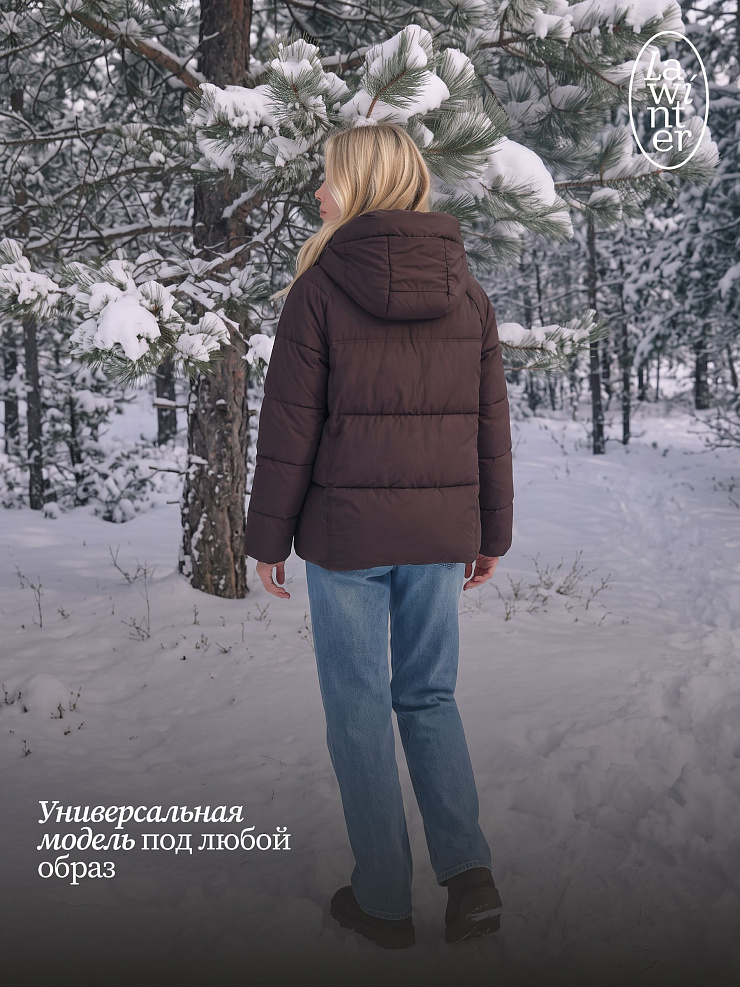 Куртка женская зимняя LAWINTER, коричневая, модель 85316