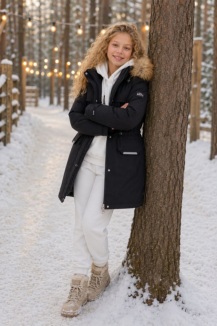Куртка для девочки зимняя BRITT, черная, модель 65618