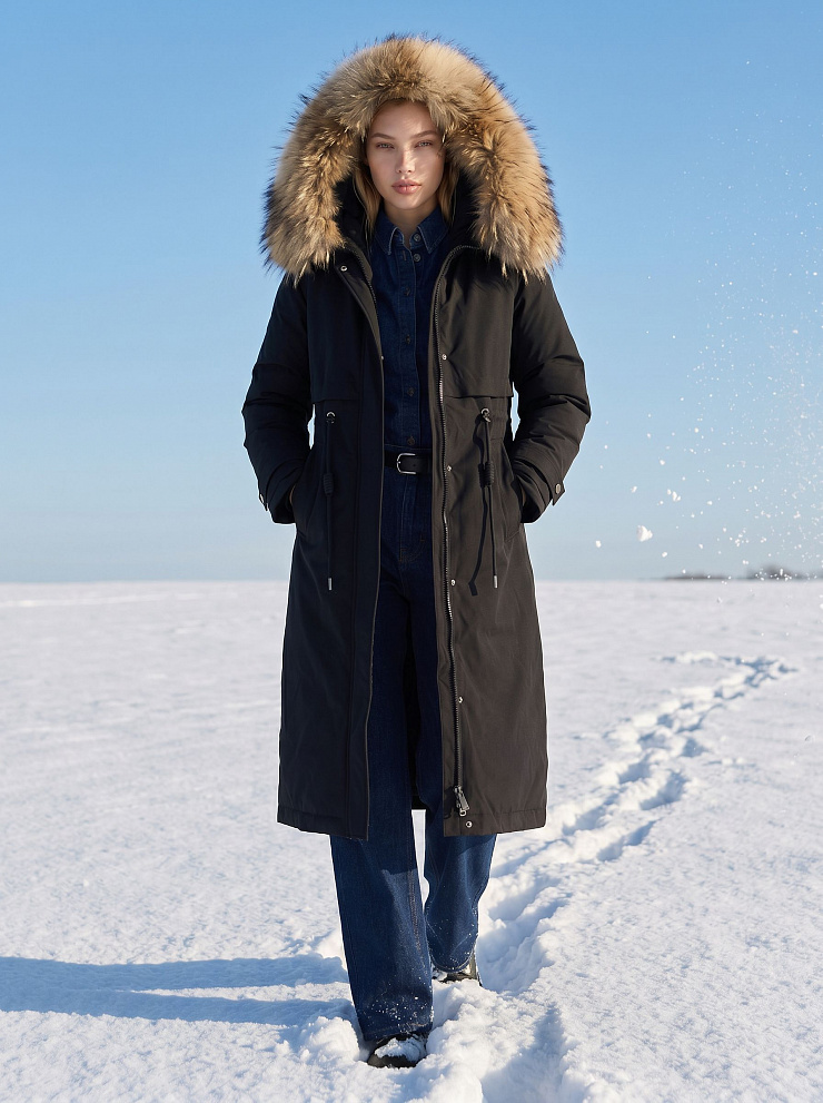 Парка женская зимняя LAWINTER, черная, модель 83726