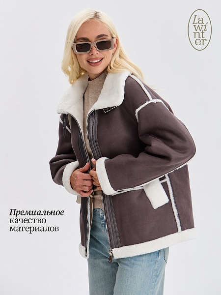 Дубленка женская зимняя LAWINTER, графит, модель 34571