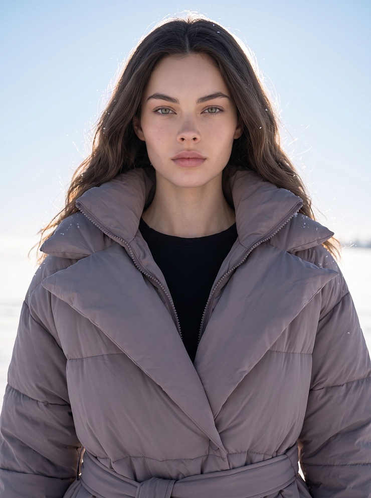 Пуховик женский зимний LAWINTER, темно-серый, модель 83451