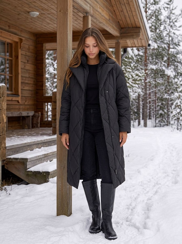 Пуховик женский зимний LAWINTER, черный, модель 85385
