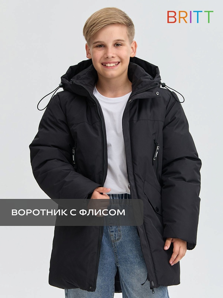 Куртка для мальчика зимняя BRITT, черная, модель 65336