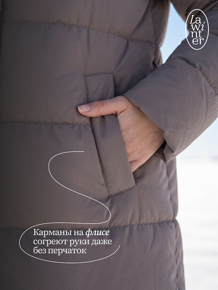 Пуховик женский зимний LAWINTER, темно-серый, модель 83451