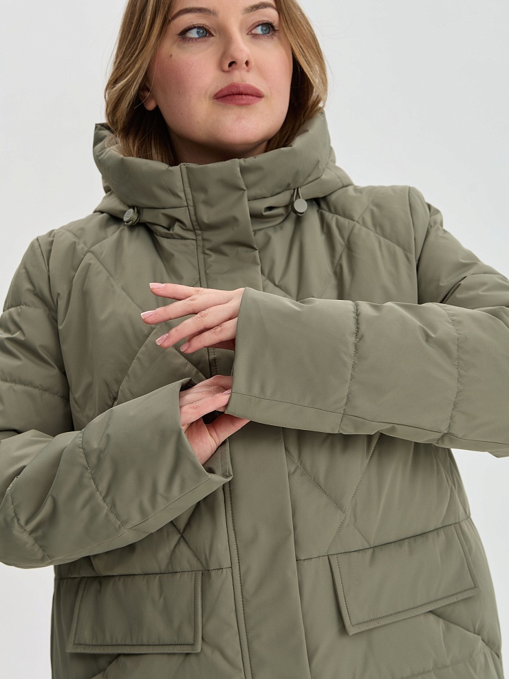 Куртка женская демисезонная LAWINTER, серый хаки, модель 84623