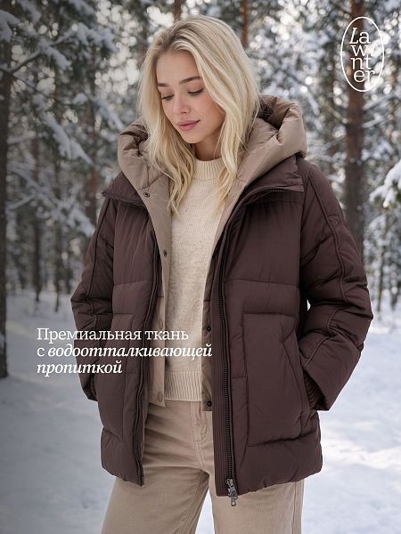 Куртка женская зимняя LAWINTER, коричневая, модель 86538