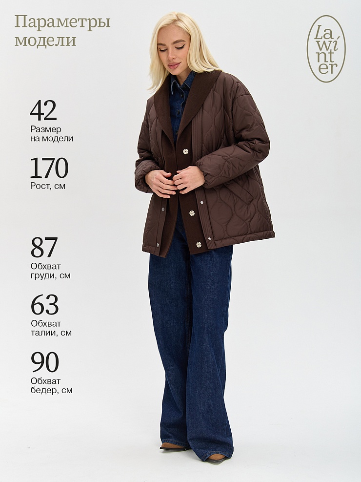 Куртка женская демисезонная LAWINTER, коричневая, модель 84738