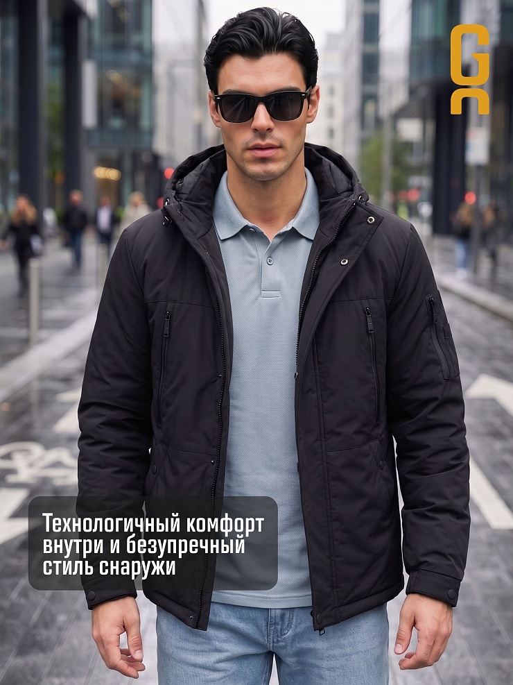 Куртка мужская демисезонная GRIZMAN, черная, модель 74786