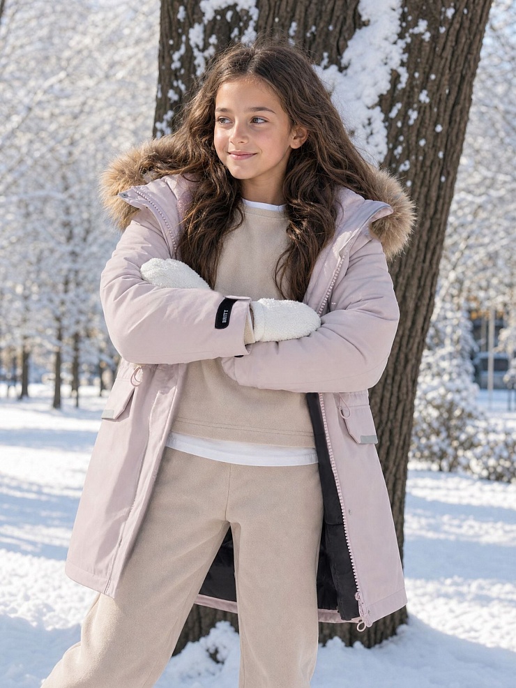 Куртка для девочки зимняя BRITT, светло-сиреневая, модель 65618