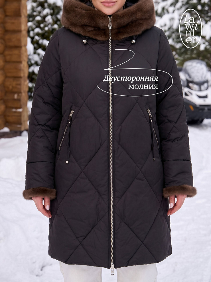 Пуховик женский зимний LAWINTER, черный, модель 84692