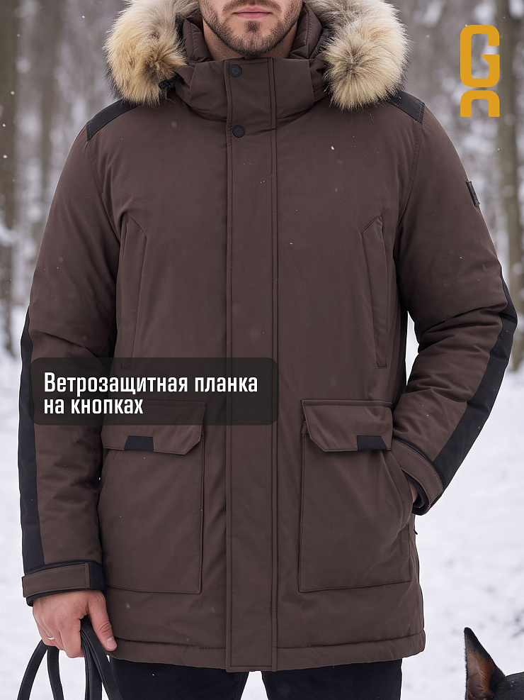 Парка мужская зимняя GRIZMAN, коричневая, модель 76894